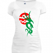 Женская удлиненная футболка Дракон над Парижем