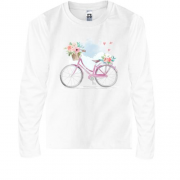 Детская футболка с длинным рукавом с розовым велосипедом и цвета