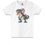 Детская футболка Единорог верхом на T-рексе