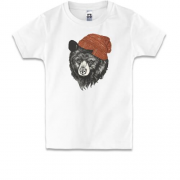 Детская футболка с ведмедем в шапке