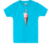 Детская футболка Мороженное фламинго
