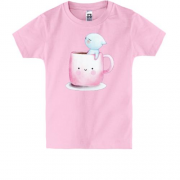 Детская футболка Котик в чашке арт