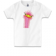 Детская футболка с вышитым страусенком - девочкой
