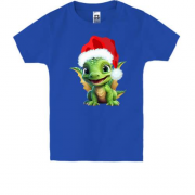 Детская футболка с маленьким зеленым дракончиком в колпаке