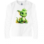 Детская футболка с длинным рукавом с маленьким зеленым дракончик