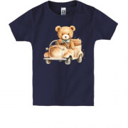 Детская футболка Плюшевый мишка на машине
