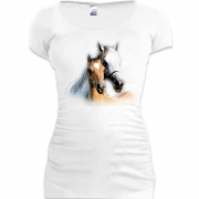 Женская удлиненная футболка с парой лошадей