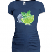 Женская удлиненная футболка "Освежающий коктейль"