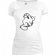 Женская удлиненная футболка "Просящий Кот Саймона"