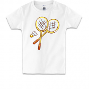 Детская футболка с ракетками бадминтона и воланчиком