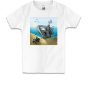 Детская футболка русский военный корабль и трактор