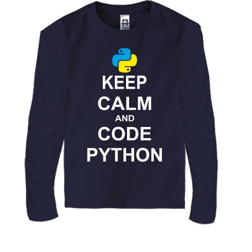 Детский лонгслив Keep calm and code python