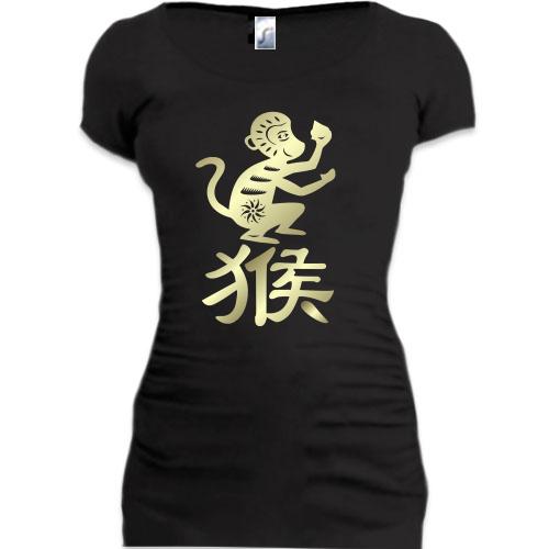 Женская удлиненная футболка Китайская обезьяна