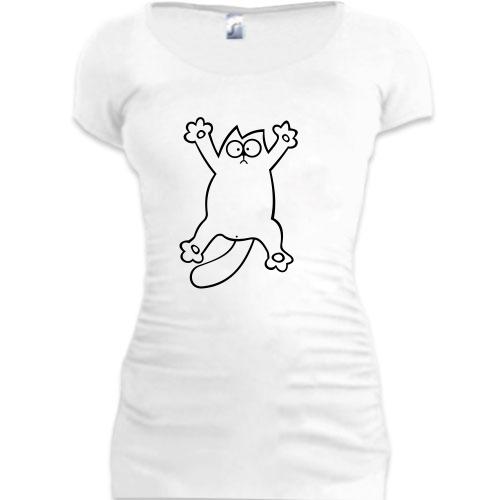 Женская удлиненная футболка Simon's cat