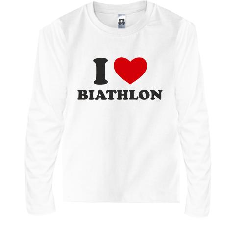 Детский лонгслив Я люблю Биатлон — I love Biathlon