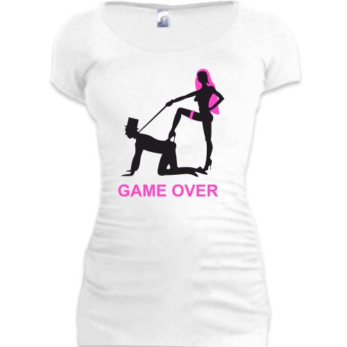 Женская удлиненная футболка Game over свадьба