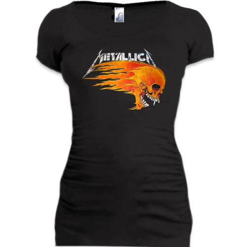Подовжена футболка Metallica (З вогненним черепом)