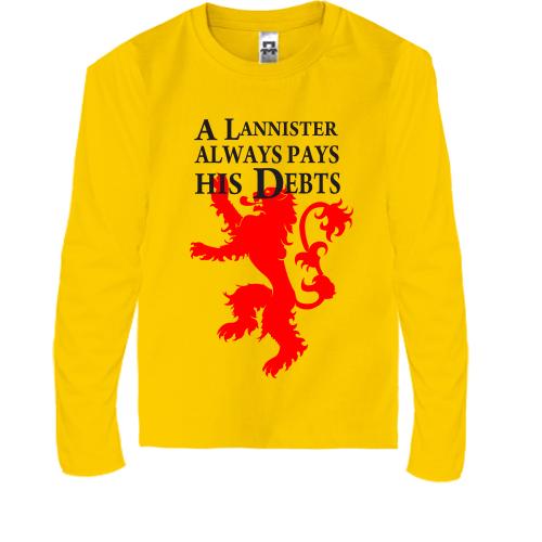 Детский лонгслив a lannister always pays his debts
