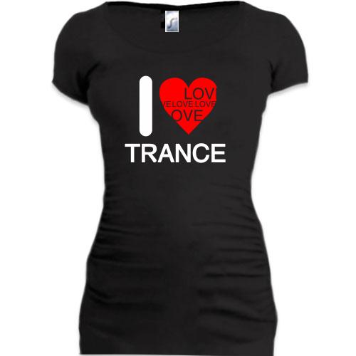 Женская удлиненная футболка I Love Trance