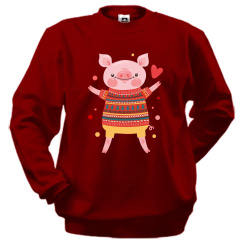 Свитшот со свинкой в новогоднем свитере