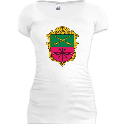 Женская удлиненная футболка с гербом города Запорожье