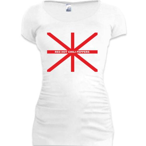 Женская удлиненная футболка RHCP на британском флаге