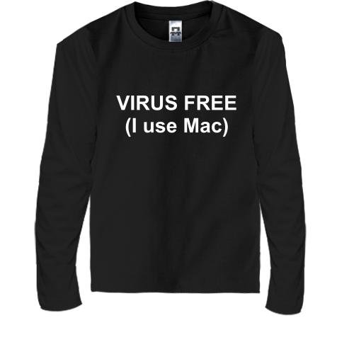 Детский лонгслив Virus free (I use Mac)