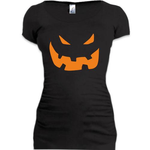 Женская удлиненная футболка Halloween smile