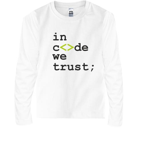 Дитячий лонгслів In code we trust