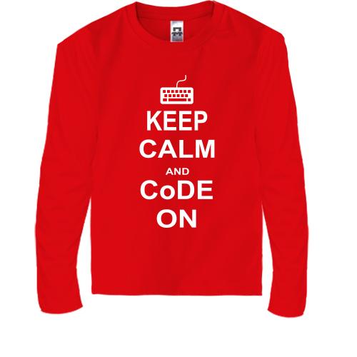 Дитячий лонгслів Keep calm and code on