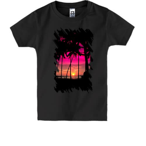 Детская футболка с пальмовым закатом