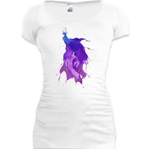 Подовжена футболка з фіолетовою банкою фарби