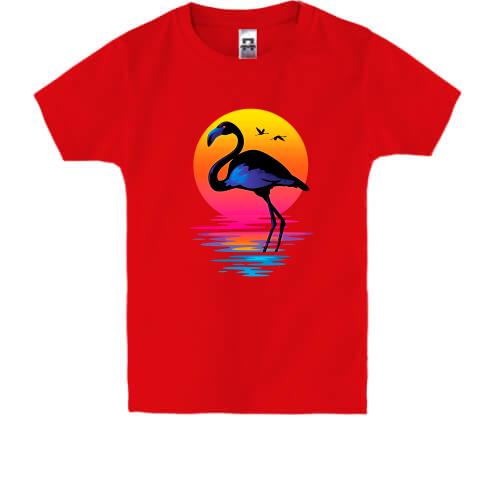 Детская футболка с черным фламинго