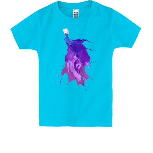 Детская футболка с фиолетовой банкой краски