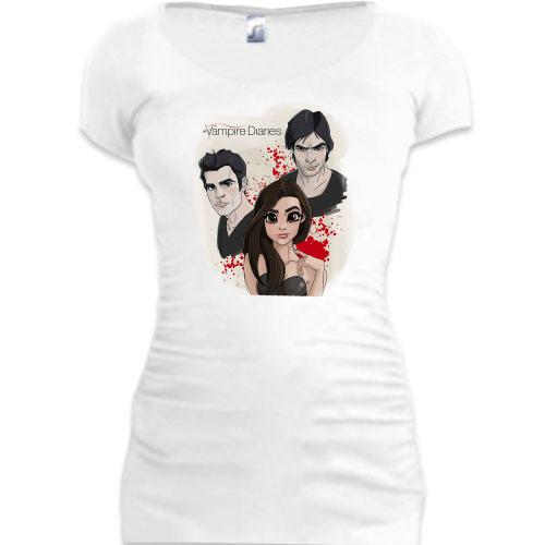 Подовжена футболка з артом Vampire Diaries