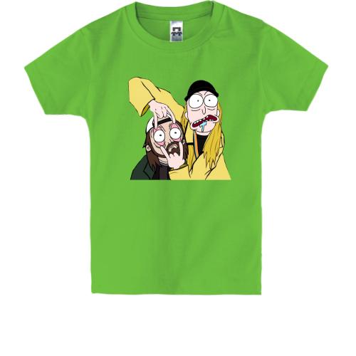 Детская футболка с Джеем и Молчаливым Бобом в стиле Рик и Морти 