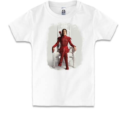 Детская футболка с Сойкой Пересмешницей на троне (Голодные Игры)