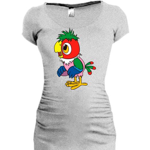 Подовжена футболка з здивованим папугою Кешей