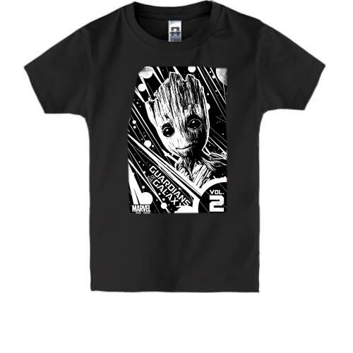 Детская футболка с Грутом из Стражей Галактики (монохром арт)