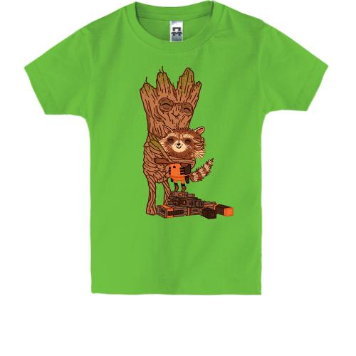 Дитяча футболка з Грутом і єнотом з Вартових Галактики