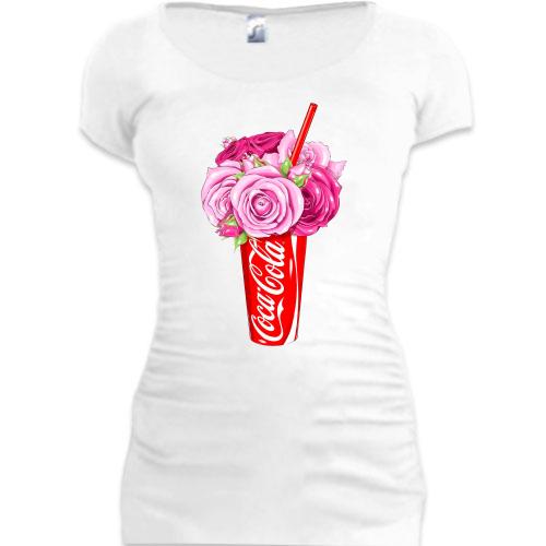 Подовжена футболка Coca-Cola з квітами