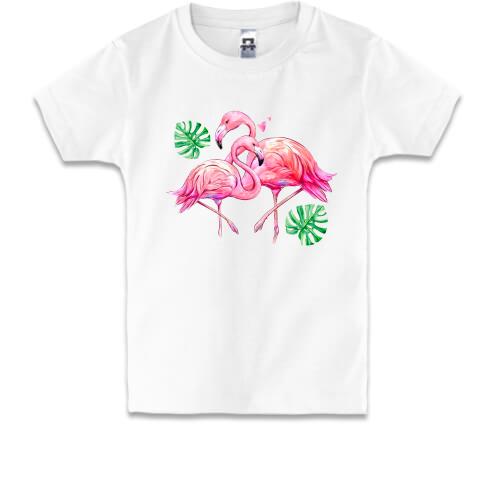 Детская футболка с розовыми фламинго