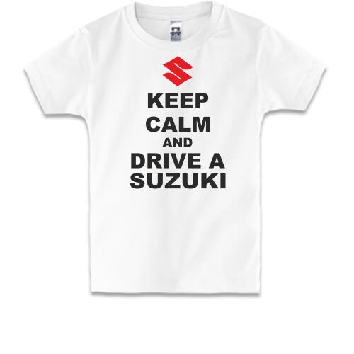 Детская футболка Keep calm and drive a SUZUKI