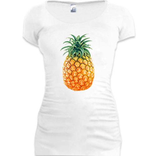 Женская удлиненная футболка с ананасом