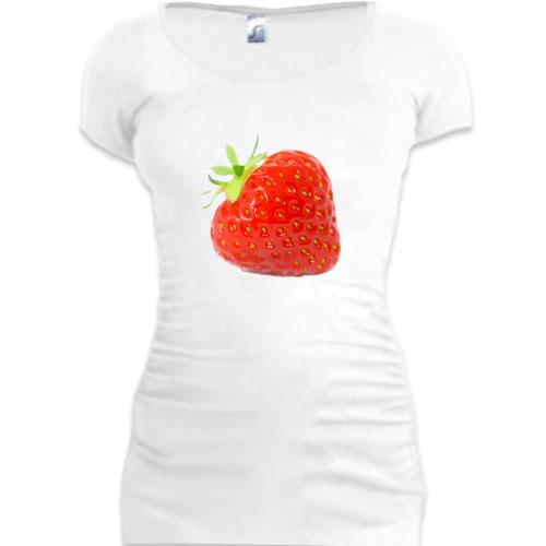 Женская удлиненная футболка Клубника 2