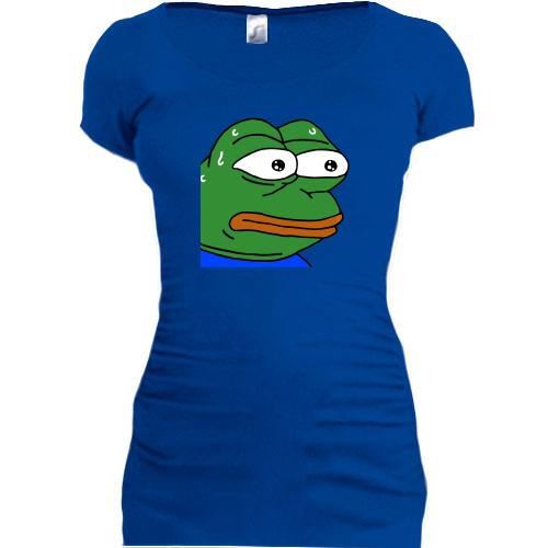 Подовжена футболка з здивованої жабою Пепе