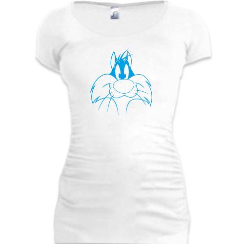 Женская удлиненная футболка с котэ