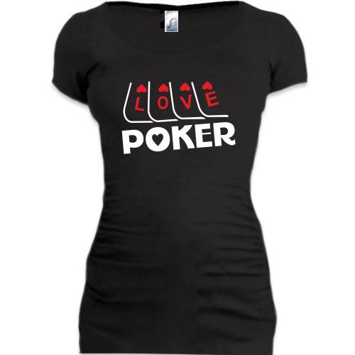 Женская удлиненная футболка Люблю Покер