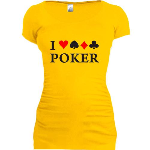 Женская удлиненная футболка Покер