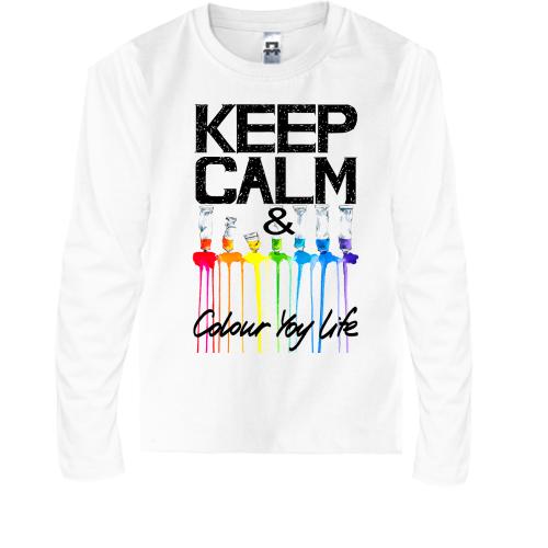 Дитячий лонгслів Keep calm and colour  your life (2)